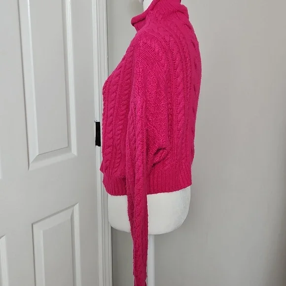 Pilcro Anthropologie Women's Pink Mock-Neck Cable-Knit Sweater Size XS - Picture 8 of 11